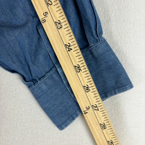 Lands’ End Button Down Denim Shirt Soft, Oxford Collar, Mid Blue - Picture 11 of 11